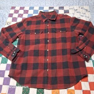 Vintage Guide Series Heavyweight Flannel Buffalo Plaid‎ Red Shirt Size XL